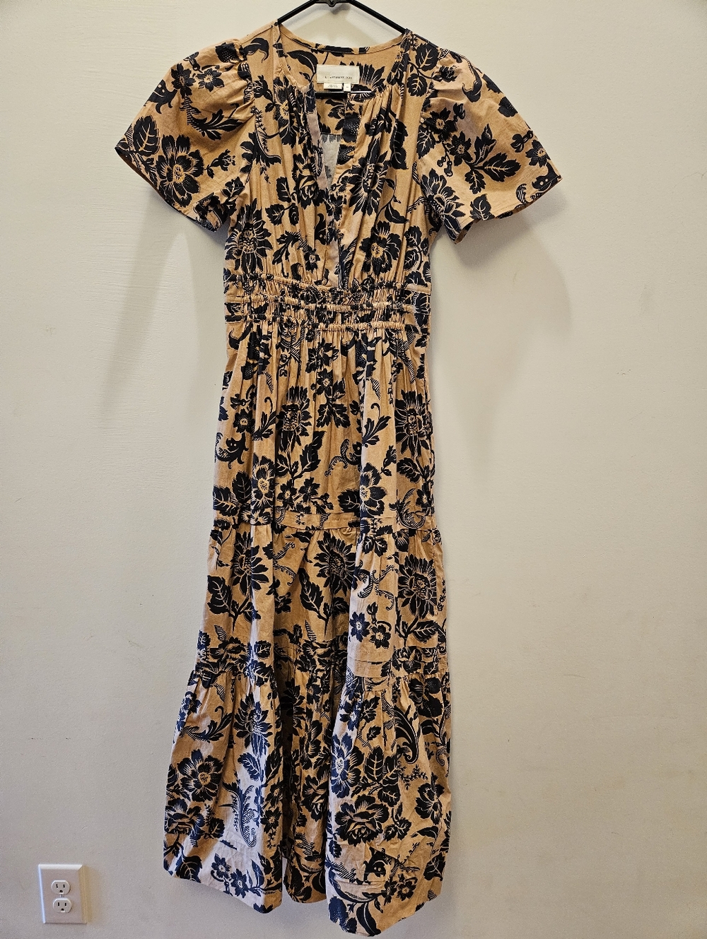 Anthropologie The Somerset Maxi Dress XS Tan/Navy